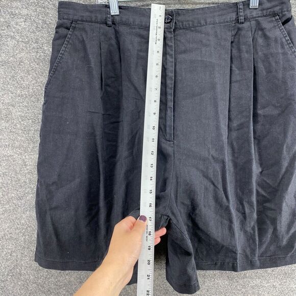 Adolfo Studio Shorts Women 22W Plus Black High Rise Bermuda Linen Flat Front - Picture 6 of 9